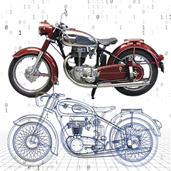 A graphic of a motorcyle digital twin.